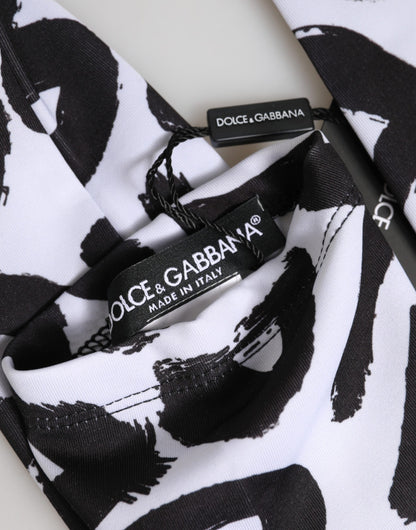 Dolce & Gabbana Stretch Polyester Mittens Elbow Length Gloves - Black White Signature