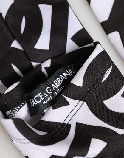Dolce & Gabbana Stretch Polyester Mittens Elbow Length Gloves - Black White Signature