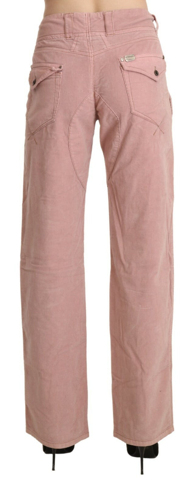 Ermanno Scervino Women's Straight High Rise Cotton Trousers - Pink