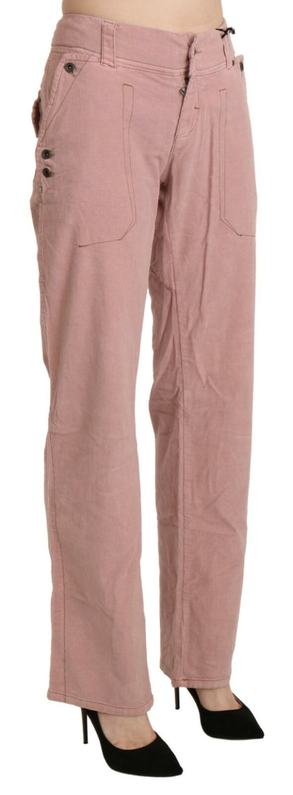 Ermanno Scervino Women's Straight High Rise Cotton Trousers - Pink