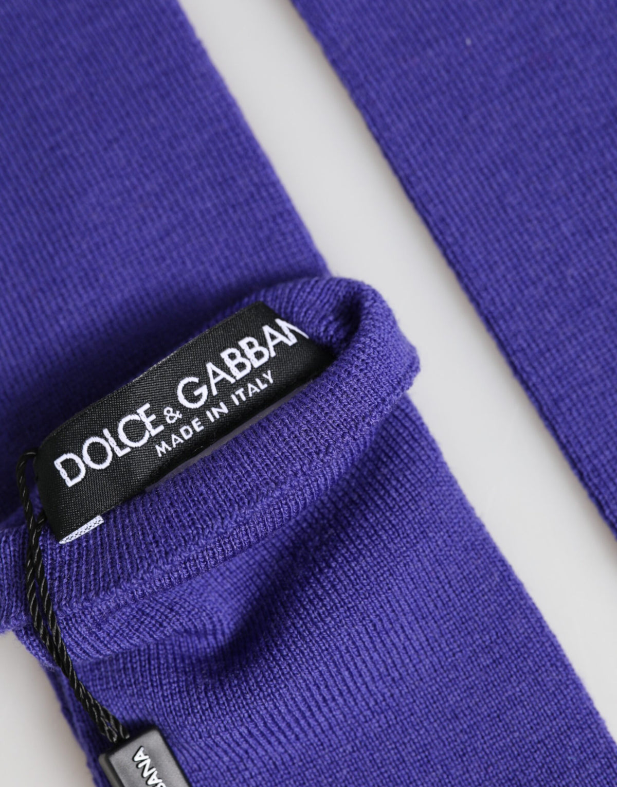 Dolce & Gabbana Virgin Wool Mittens Fingerless Gloves Elbow Length - Violet Signature