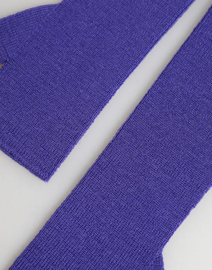 Dolce & Gabbana Virgin Wool Mittens Fingerless Gloves Elbow Length - Violet Signature