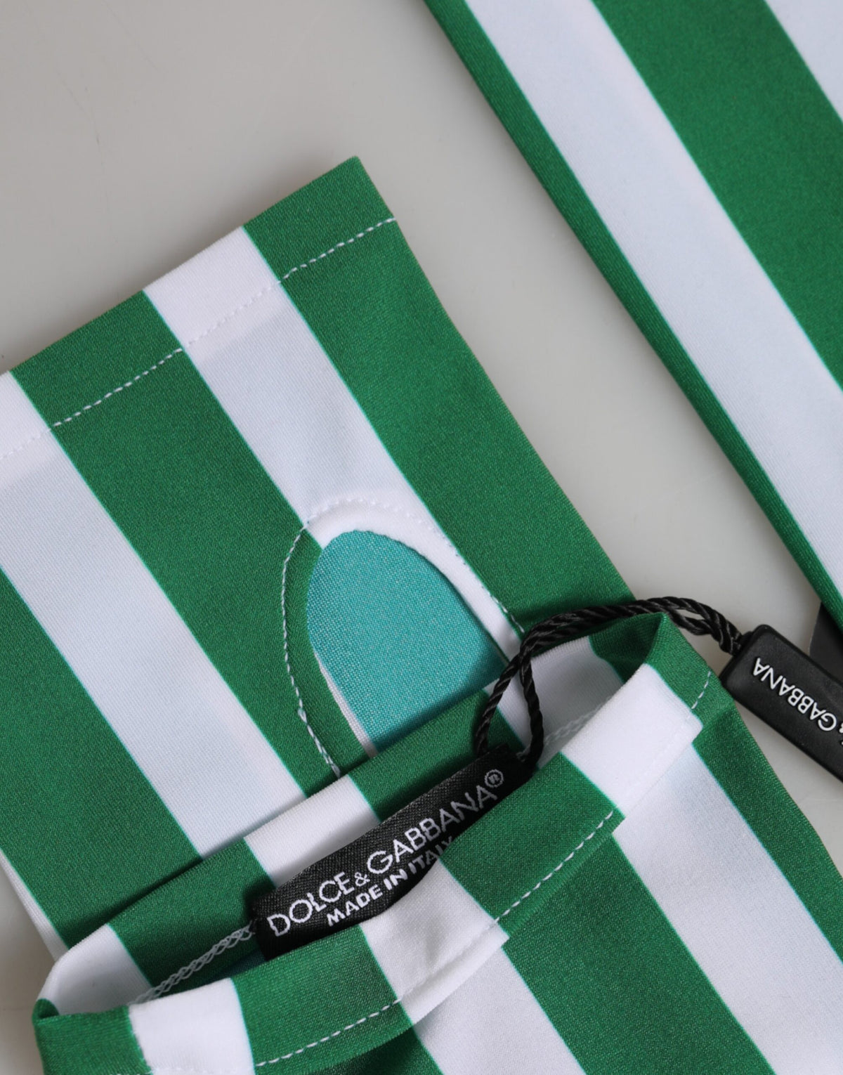 Dolce & Gabbana Stretch Nylon Fingerless Gloves Wrist Length - Green White Signature
