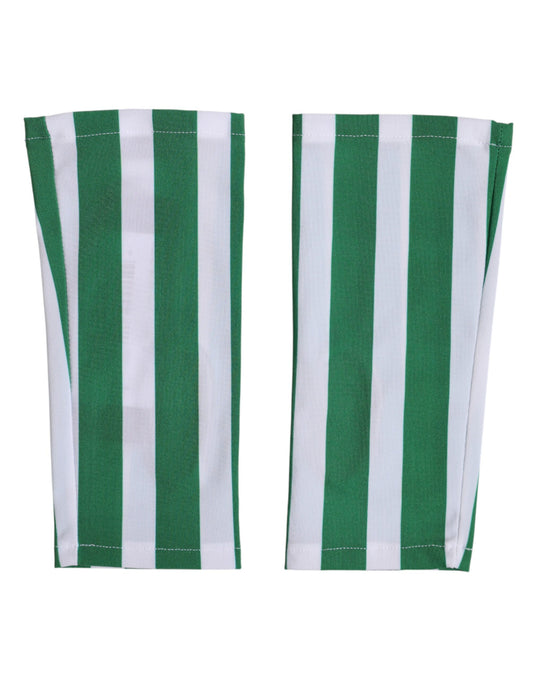 Dolce & Gabbana Stretch Nylon Fingerless Gloves Wrist Length - Green White Signature