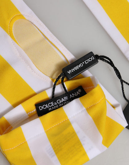 Dolce & Gabbana Stretch Nylon Fingerless Gloves Wrist Length - White Yellow Signature