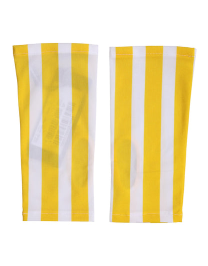 Dolce & Gabbana Stretch Nylon Fingerless Gloves Wrist Length - White Yellow Signature