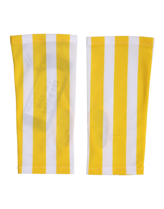 Dolce & Gabbana Stretch Nylon Fingerless Gloves Wrist Length - White Yellow Signature
