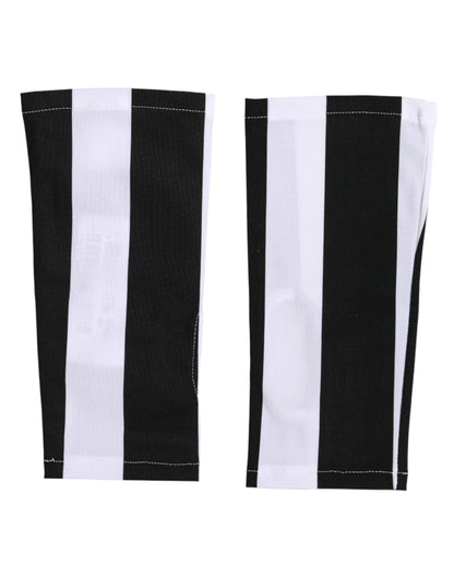 Dolce & Gabbana Stretch Nylon Fingerless Gloves Wrist Length - Black White Signature