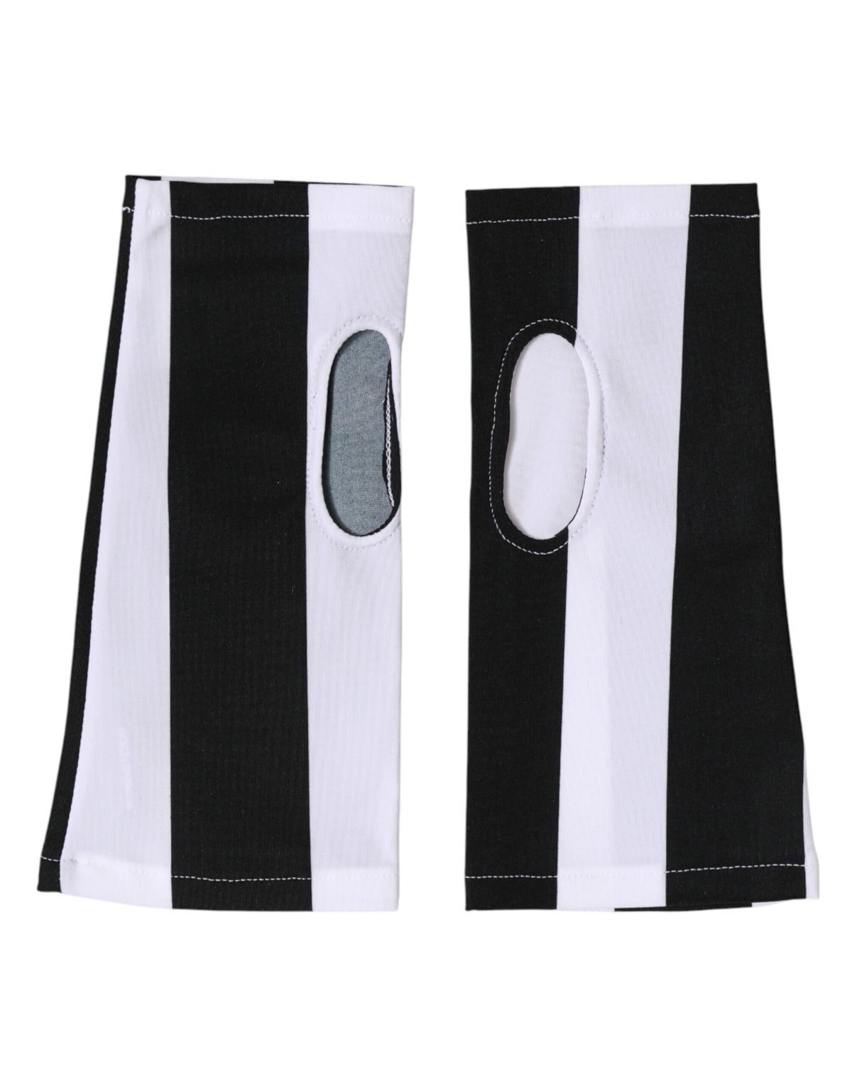 Dolce & Gabbana Stretch Nylon Fingerless Gloves Wrist Length - Black White Signature