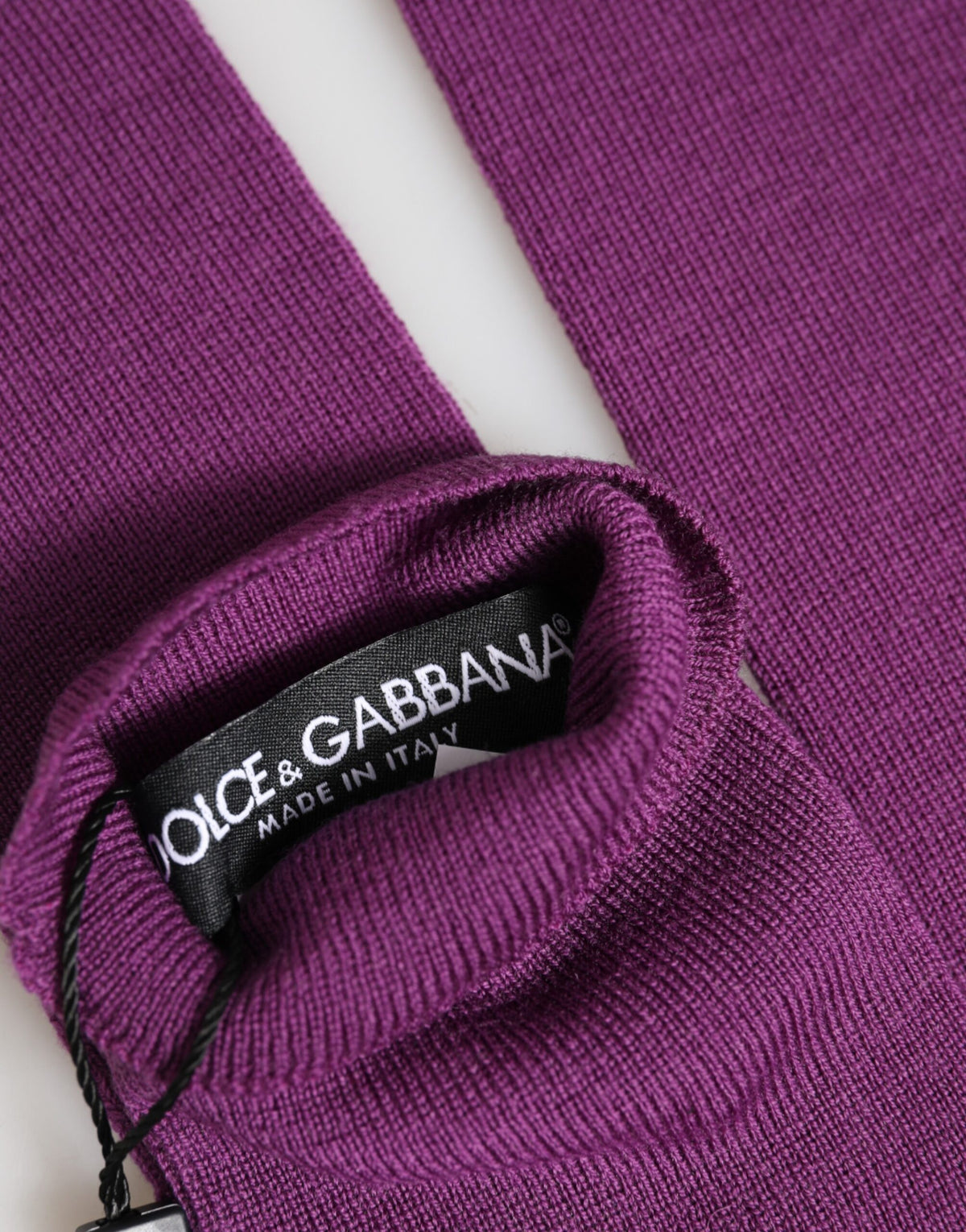 Dolce & Gabbana Virgin Wool Mittens Fingerless Gloves Elbow Length - Purple Signature