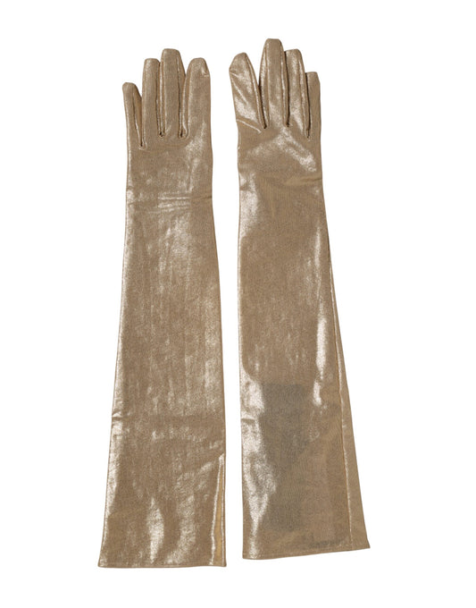 Dolce & Gabbana Stretch Nylon Mittens Elbow Length Gloves - Beige