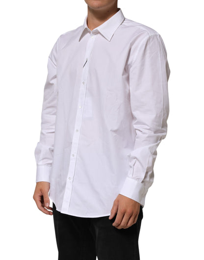 Dolce & Gabbana White Cotton Collared Long Sleeve Men Dress Shirt