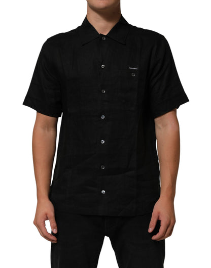 Carhartt Wip Men's Relaxed Fit Regular Short-Sleeve Linen Polo Shirt - Black