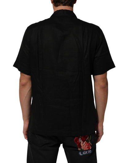Carhartt Wip Men's Relaxed Fit Regular Short-Sleeve Linen Polo Shirt - Black