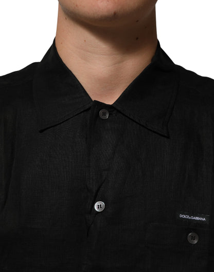 Carhartt Wip Men's Relaxed Fit Regular Short-Sleeve Linen Polo Shirt - Black