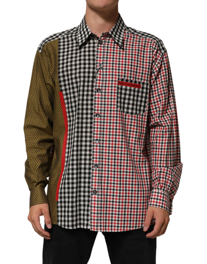 Dolce & Gabbana Men's Regular Fit Long-Sleeve Linen & Cotton Dress Shirt - Multicolor Patterned Checkered