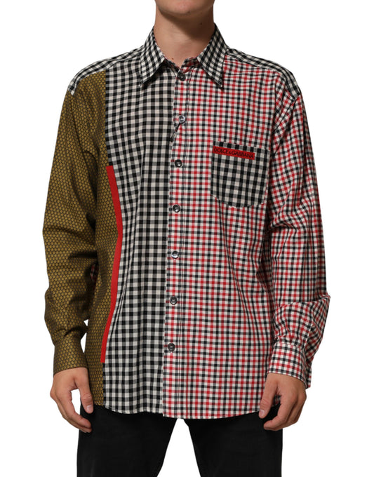 Dolce & Gabbana Men's Regular Fit Long-Sleeve Linen & Cotton Dress Shirt - Multicolor Patterned Checkered
