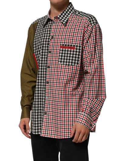 Dolce & Gabbana Men's Regular Fit Long-Sleeve Linen & Cotton Dress Shirt - Multicolor Patterned Checkered