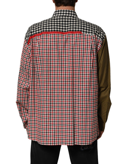 Dolce & Gabbana Men's Regular Fit Long-Sleeve Linen & Cotton Dress Shirt - Multicolor Patterned Checkered