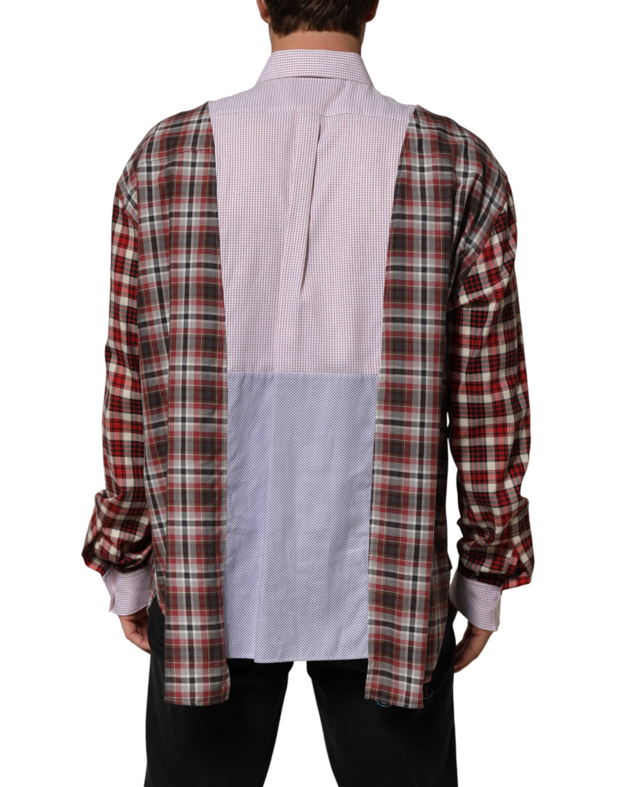 Dolce & Gabbana Men's Regular Fit Long-Sleeve Cotton Dress Shirt - Multicolor Patterned Checkered