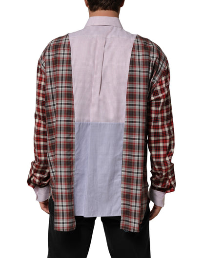 Dolce & Gabbana Men's Regular Fit Long-Sleeve Cotton Dress Shirt - Multicolor Patterned Checkered