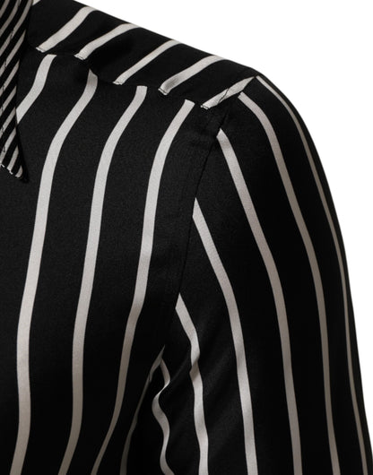Dolce & Gabbana Black White Stripes Men MARTINI Dress Shirt