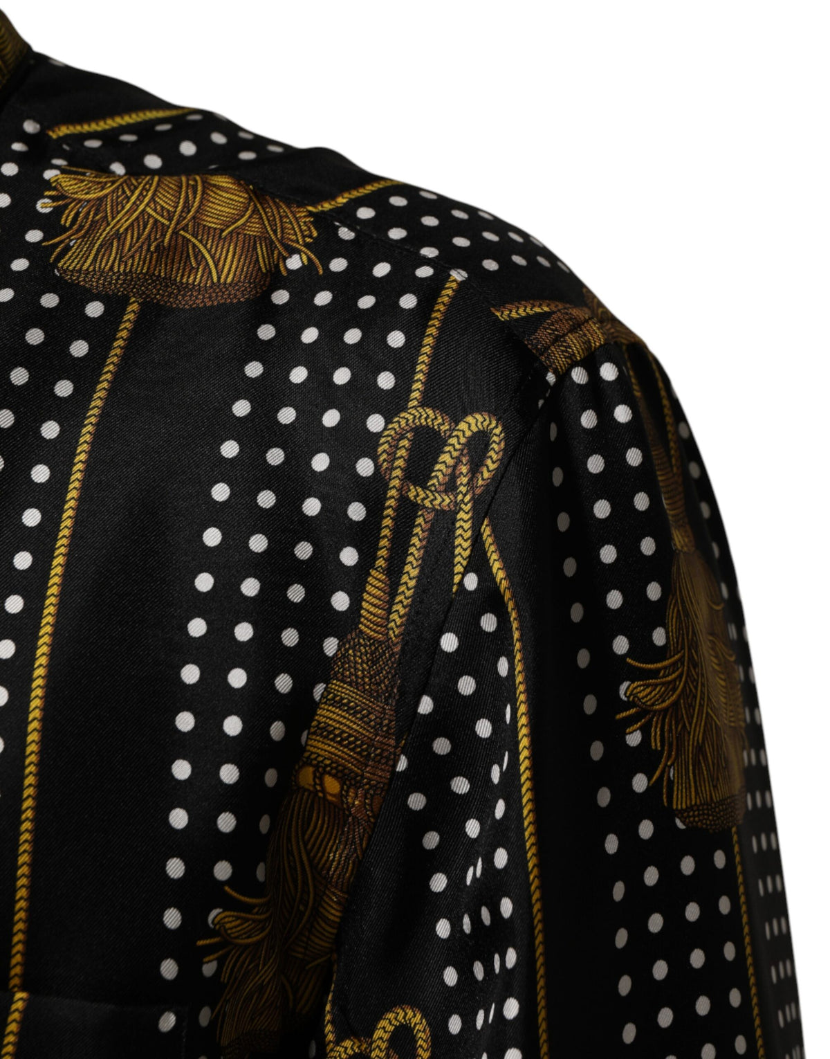 Dolce & Gabbana Men's Regular Fit Long-Sleeve Silk Dress Shirt - Black Patterned Signature