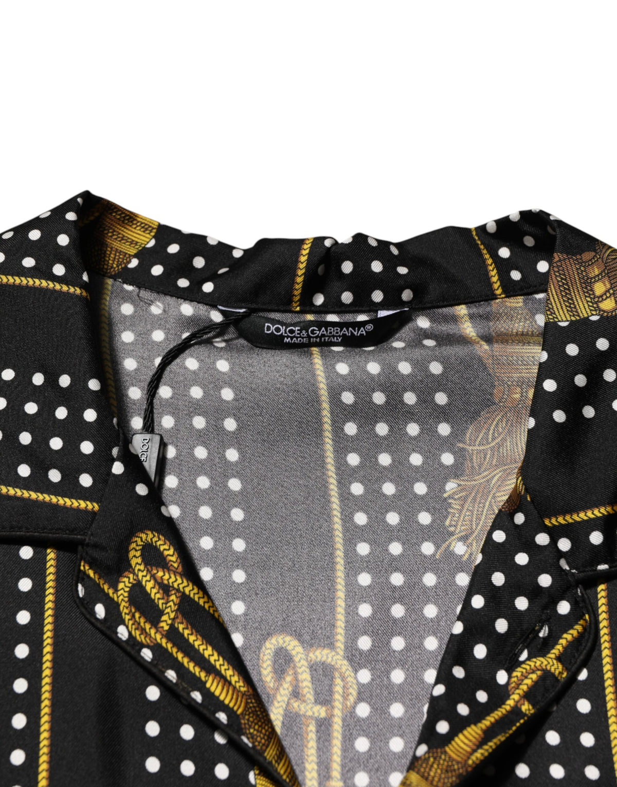 Dolce & Gabbana Men's Regular Fit Long-Sleeve Silk Dress Shirt - Black Patterned Signature