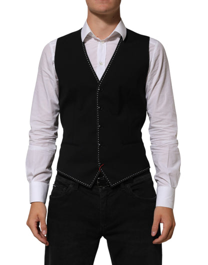 Dolce & Gabbana Men's Virgin Wool Viscose & Acetate Vest - Black