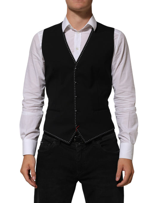 Dolce & Gabbana Men's Virgin Wool Viscose & Acetate Vest - Black