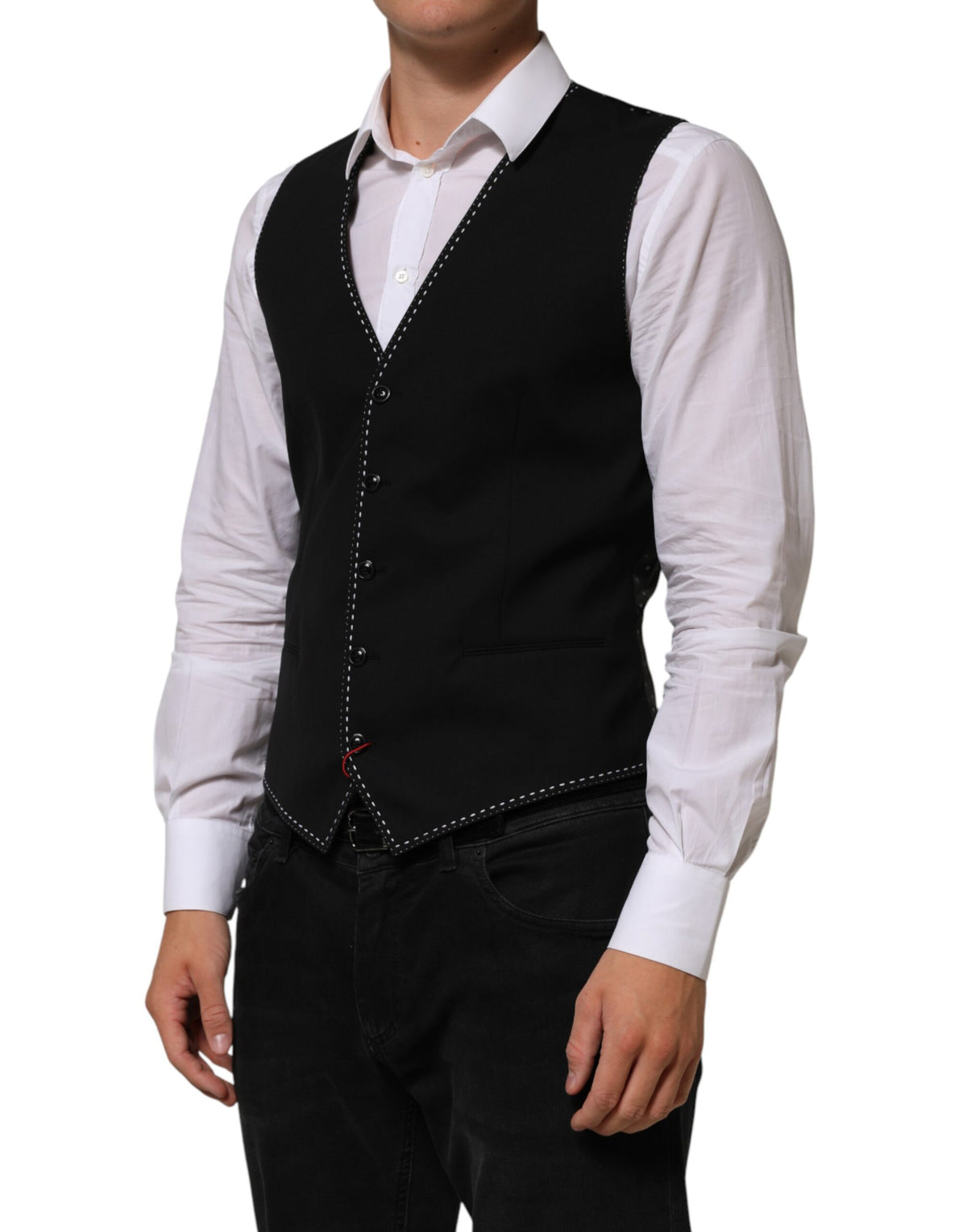 Dolce & Gabbana Men's Virgin Wool Viscose & Acetate Vest - Black
