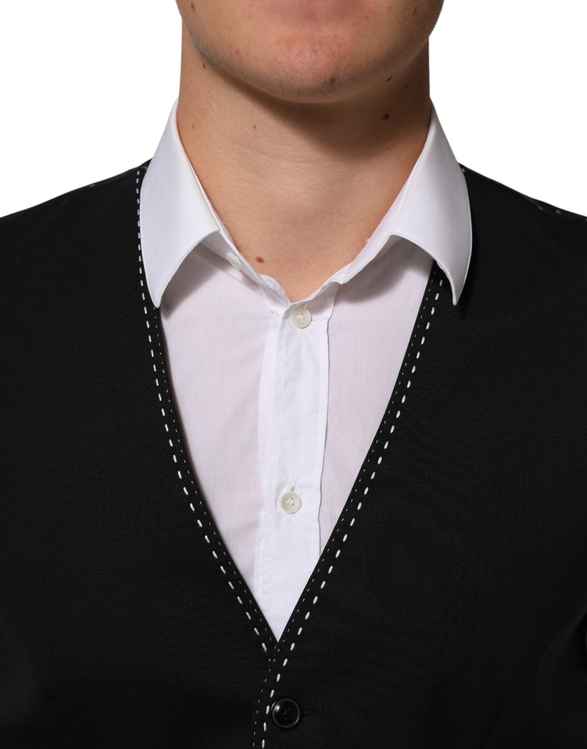 Dolce & Gabbana Men's Virgin Wool Viscose & Acetate Vest - Black