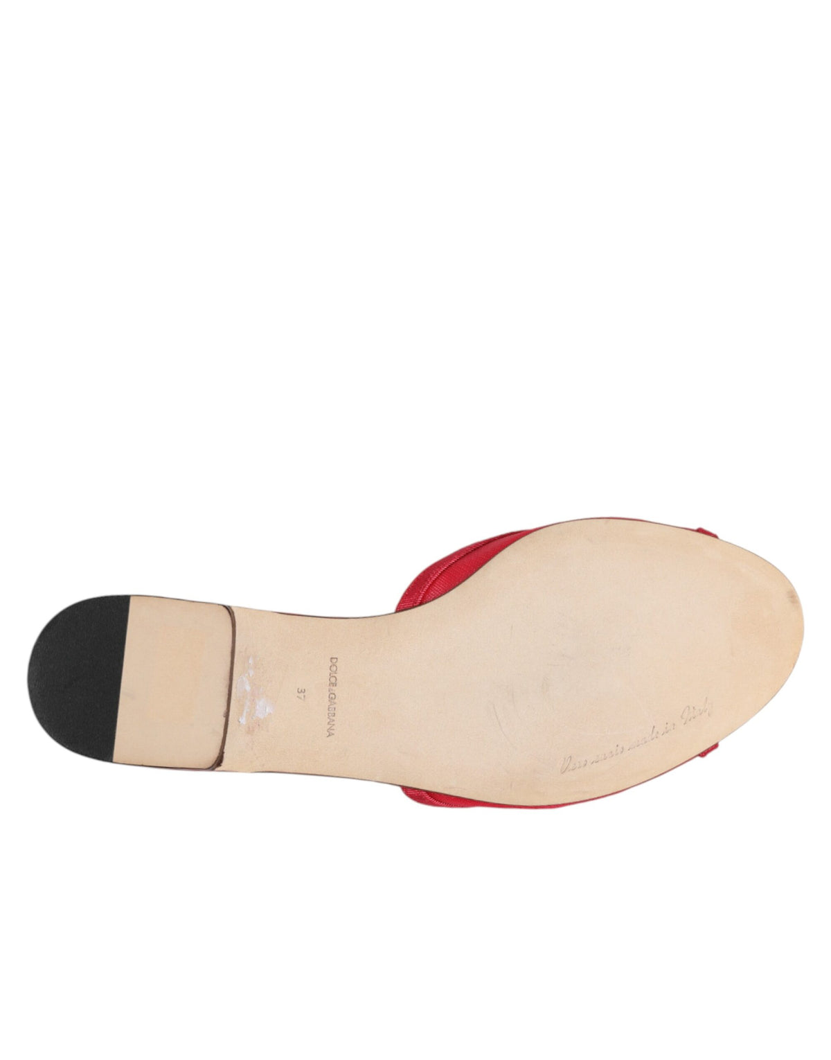 Dolce & Gabbana Women's Polyamide Viscose & Goat Leather Flat Slider Shoes - Red