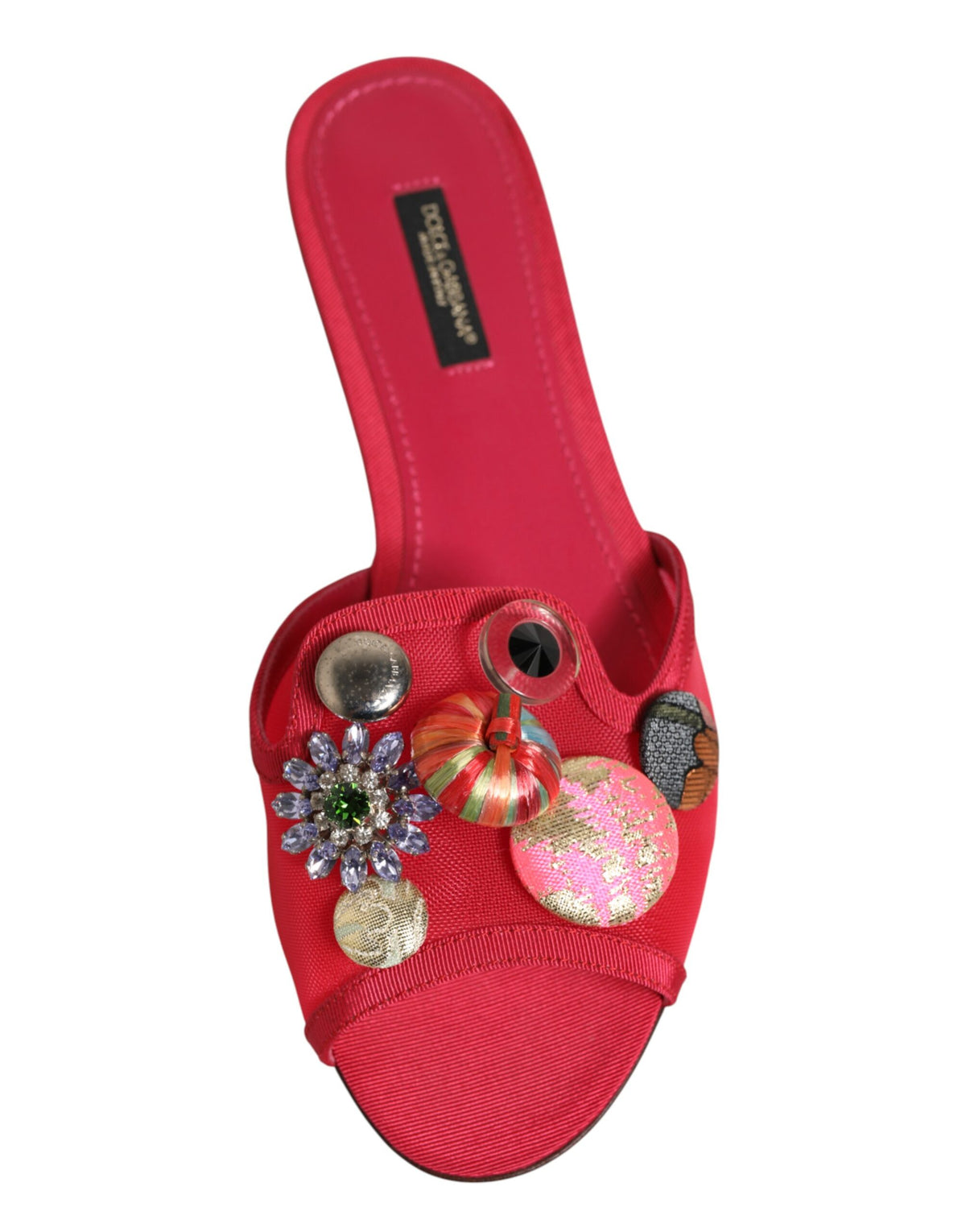 Dolce & Gabbana Women's Polyamide Viscose & Goat Leather Flat Slider Shoes - Red
