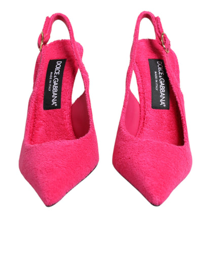Dolce & Gabbana Women's Cotton & Suede Goat Leather High-Heel Stiletto Slingback Pumps Heels - Pink