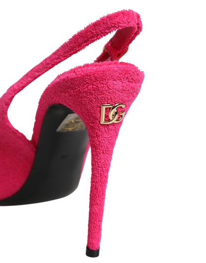 Dolce & Gabbana Women's Cotton & Suede Goat Leather High-Heel Stiletto Slingback Pumps Heels - Pink