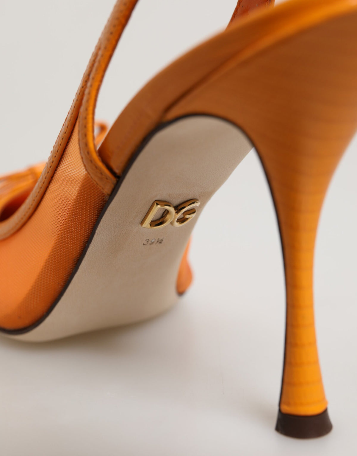 Dolce & Gabbana Women's Polyamide Mesh Calf & Goat Leather High-Heel Stiletto Slingback Pumps Heels - Orange
