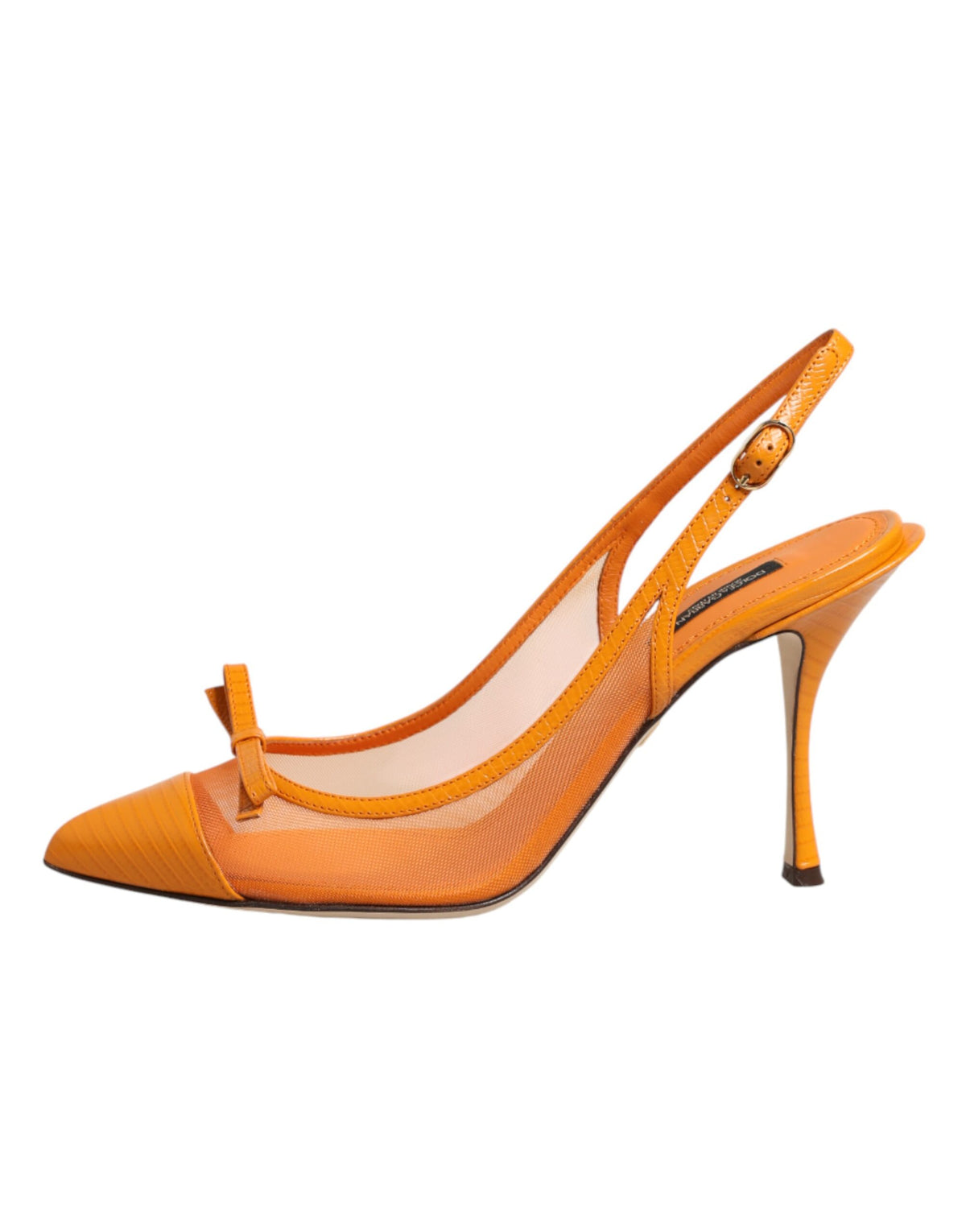Dolce & Gabbana Women's Polyamide Mesh Calf & Goat Leather High-Heel Stiletto Slingback Pumps Heels - Orange