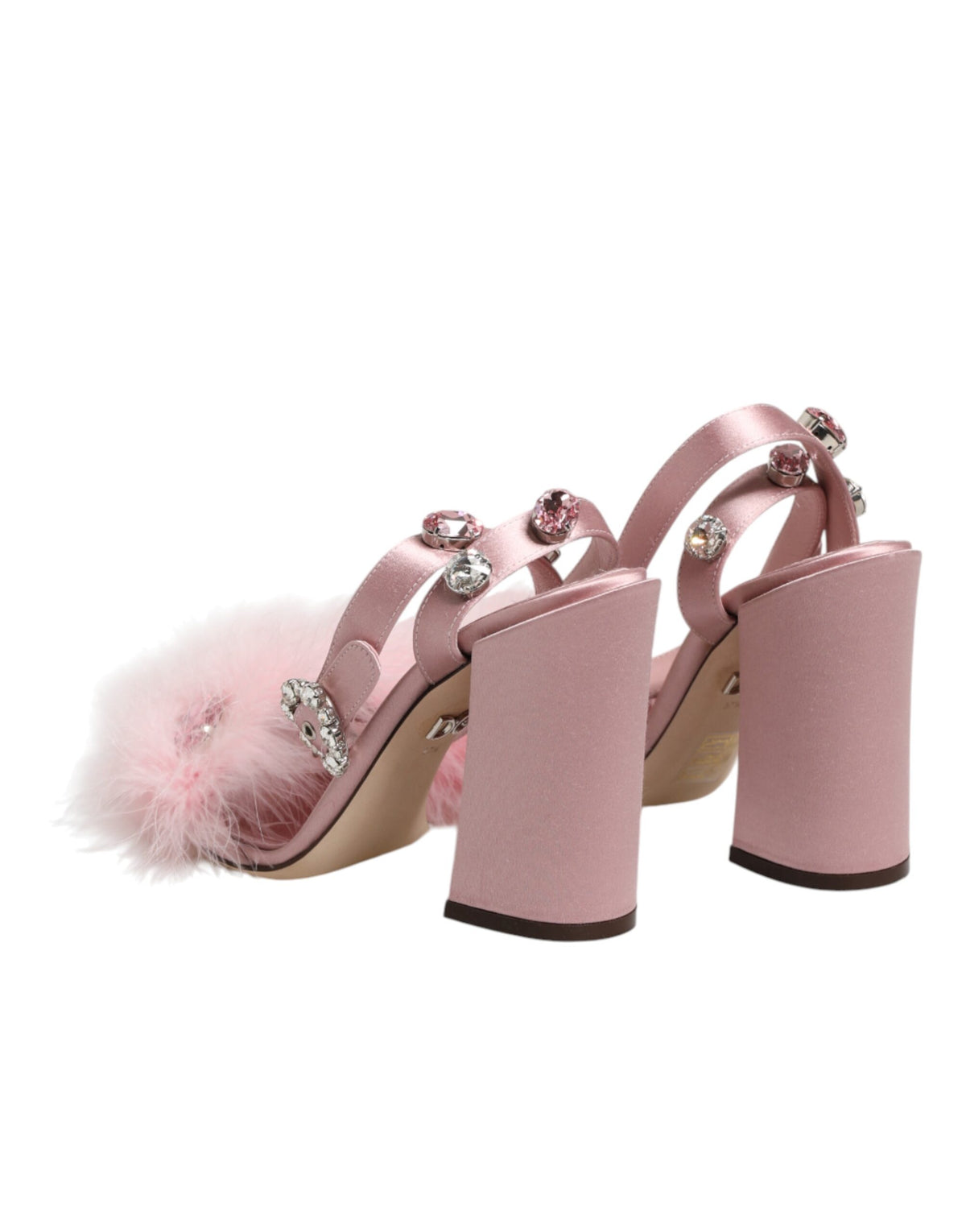 Dolce & Gabbana Women's Silk Viscose Fur & Goat Leather High-Heel Ankle Strap Sandals - Pink