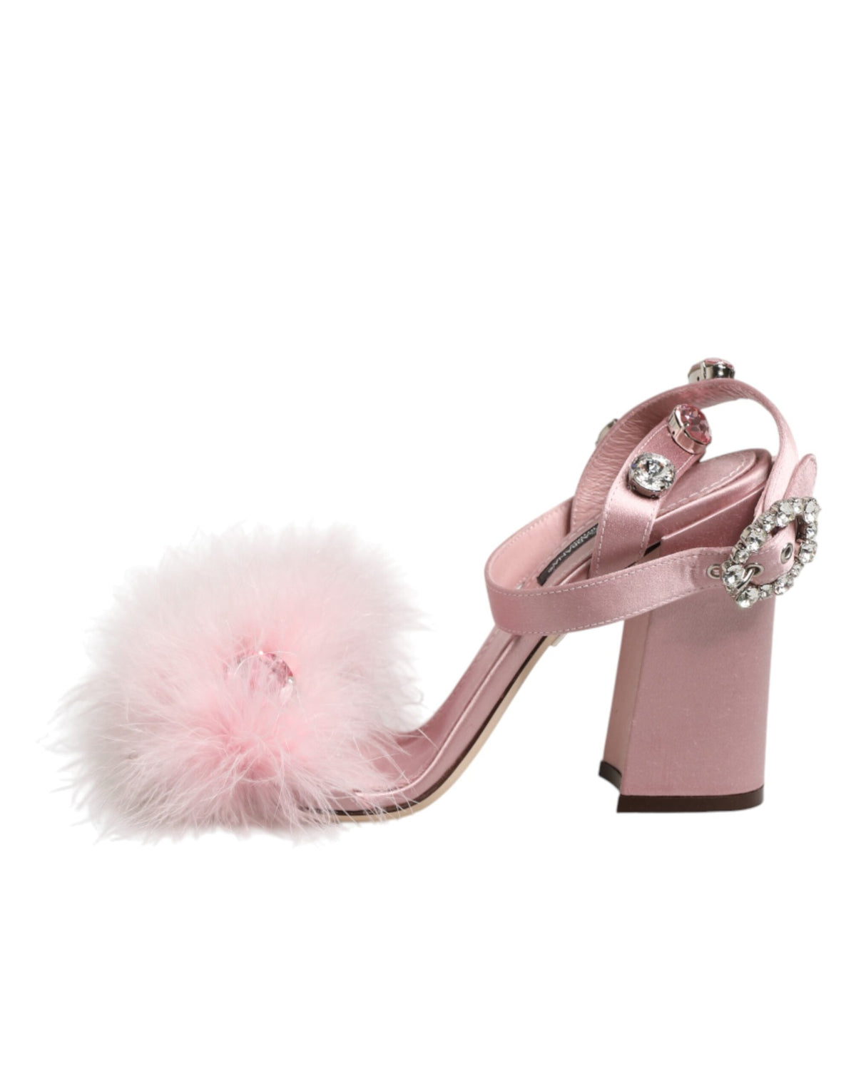 Dolce & Gabbana Women's Silk Viscose Fur & Goat Leather High-Heel Ankle Strap Sandals - Pink