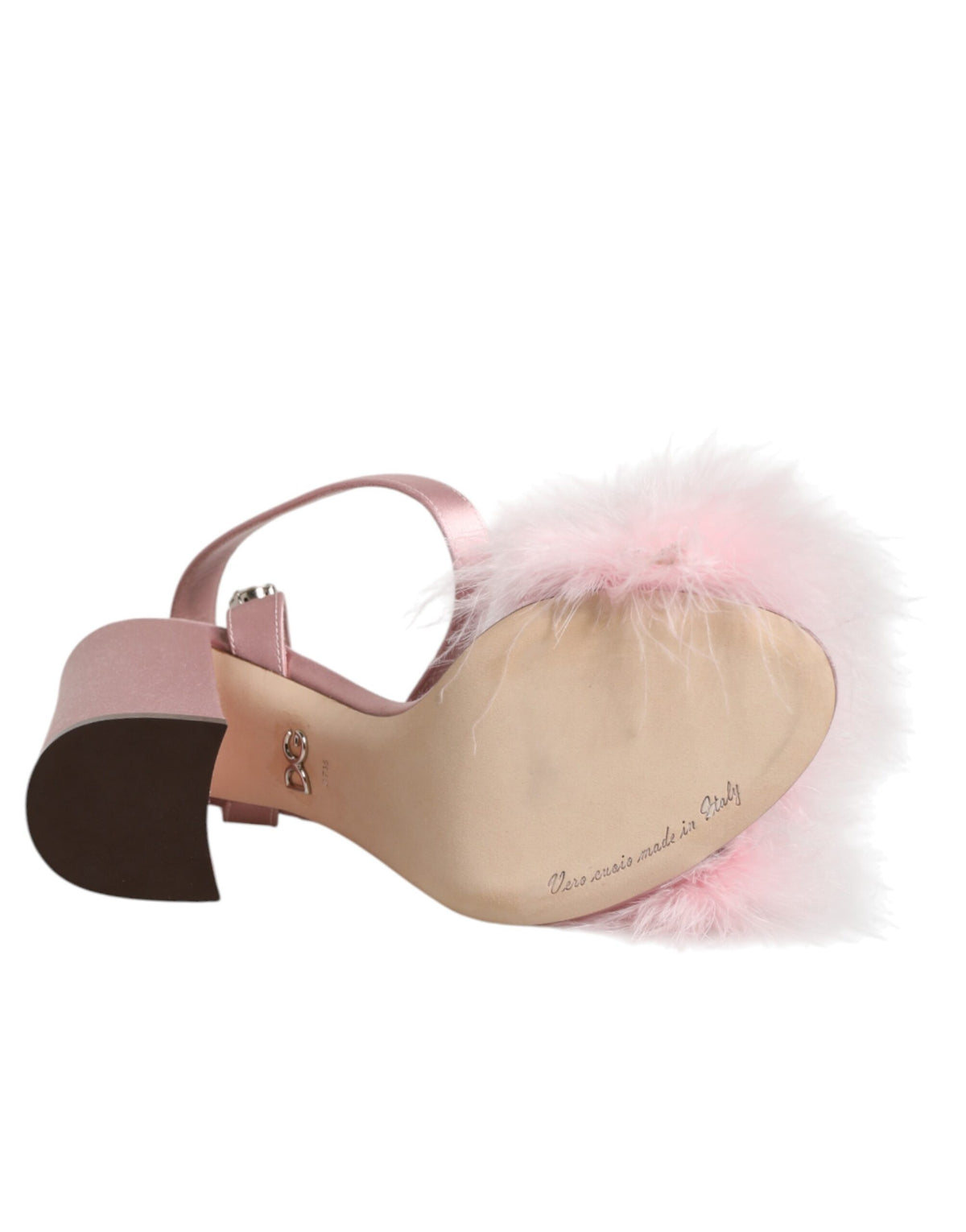 Dolce & Gabbana Women's Silk Viscose Fur & Goat Leather High-Heel Ankle Strap Sandals - Pink