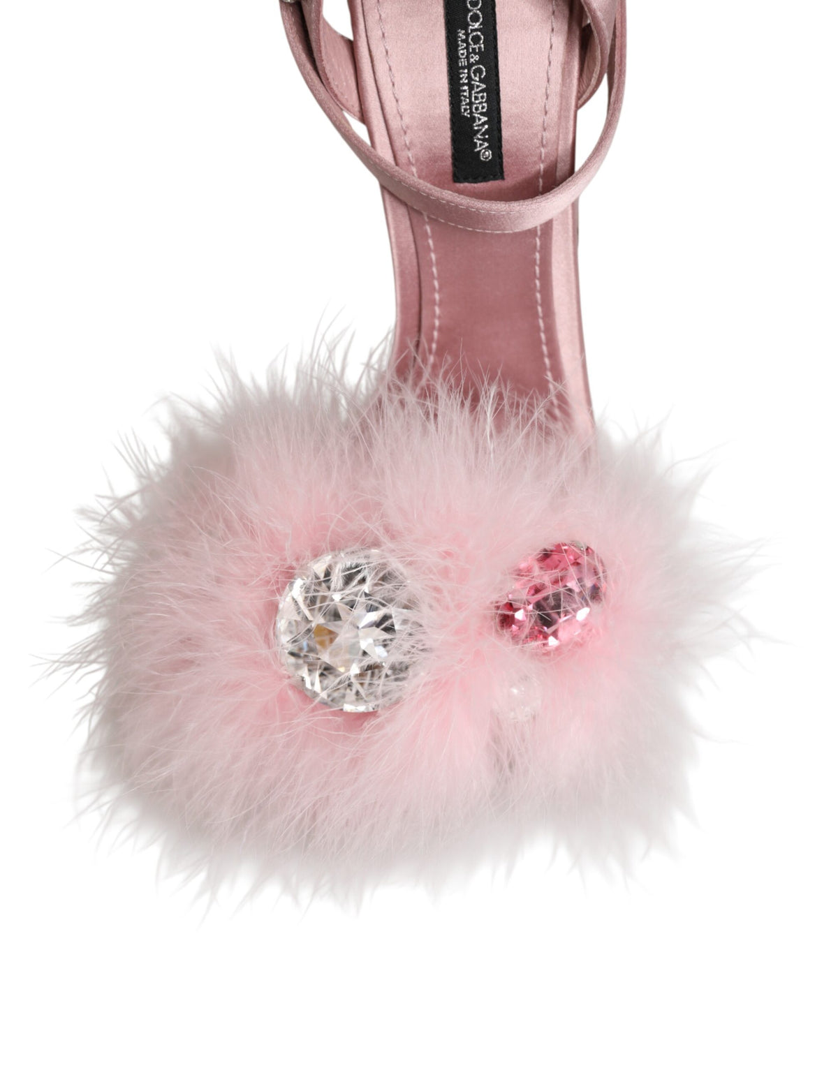 Dolce & Gabbana Women's Silk Viscose Fur & Goat Leather High-Heel Ankle Strap Sandals - Pink