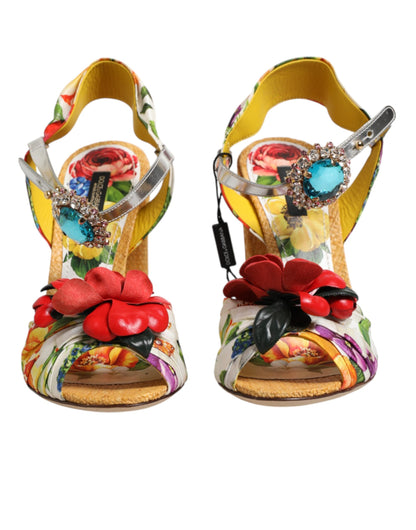 Dolce & Gabbana Men's Silk Straw & Calf Goat Leather Sandals - Multicolor Floral
