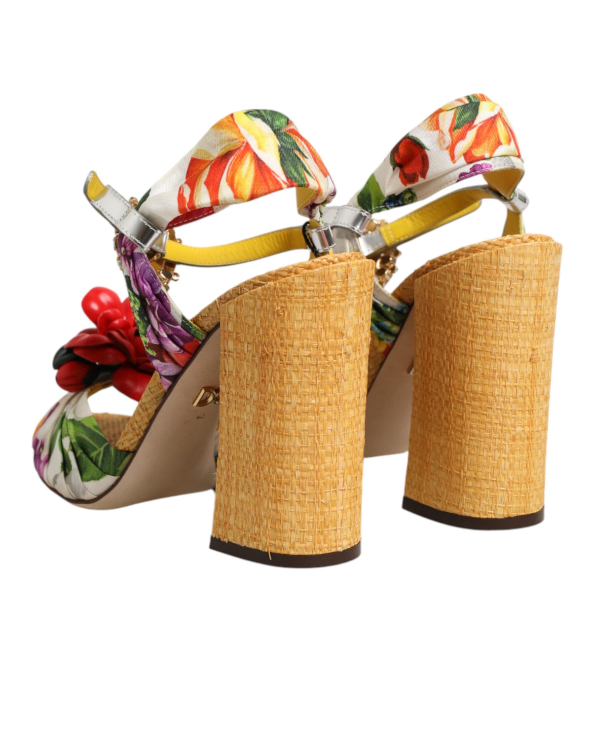 Dolce & Gabbana Men's Silk Straw & Calf Goat Leather Sandals - Multicolor Floral