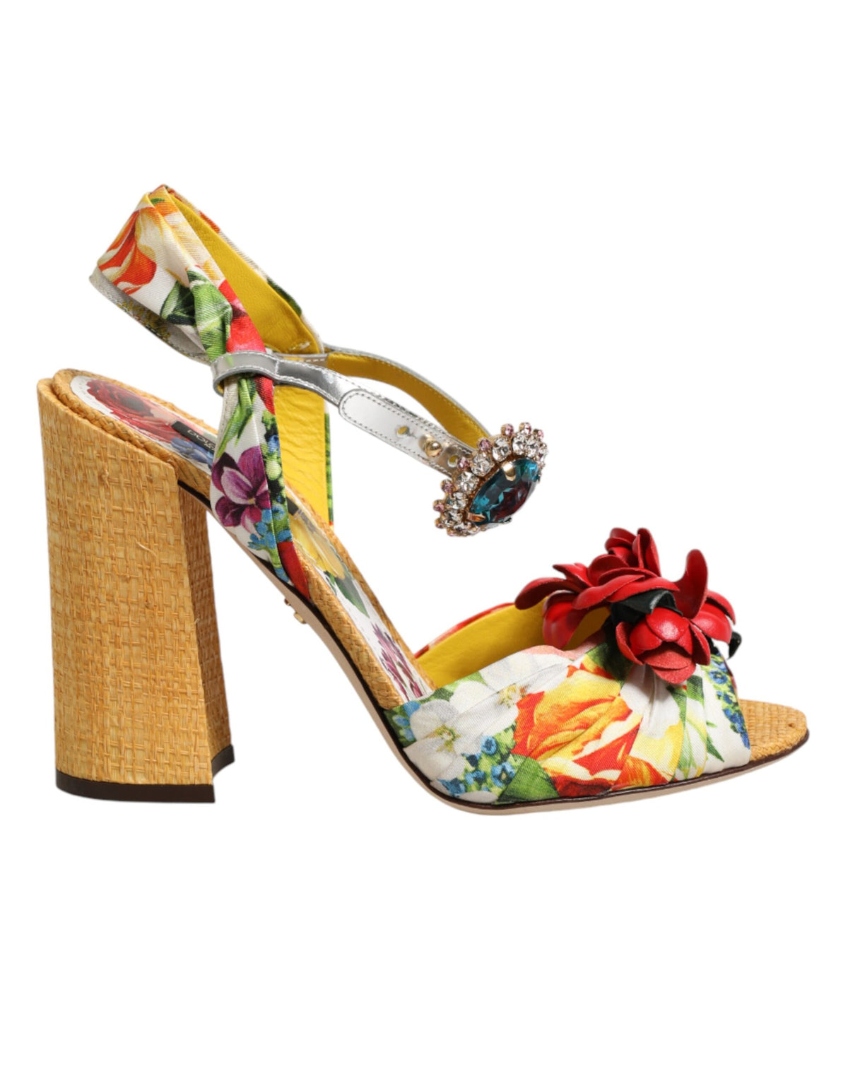 Dolce & Gabbana Men's Silk Straw & Calf Goat Leather Sandals - Multicolor Floral
