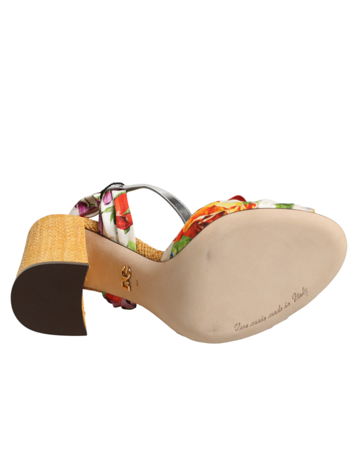 Dolce & Gabbana Men's Silk Straw & Calf Goat Leather Sandals - Multicolor Floral
