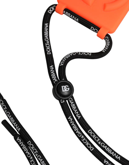 Dolce & Gabbana Holder Neon Orange Rubber DG Embossed Adjustable Badge