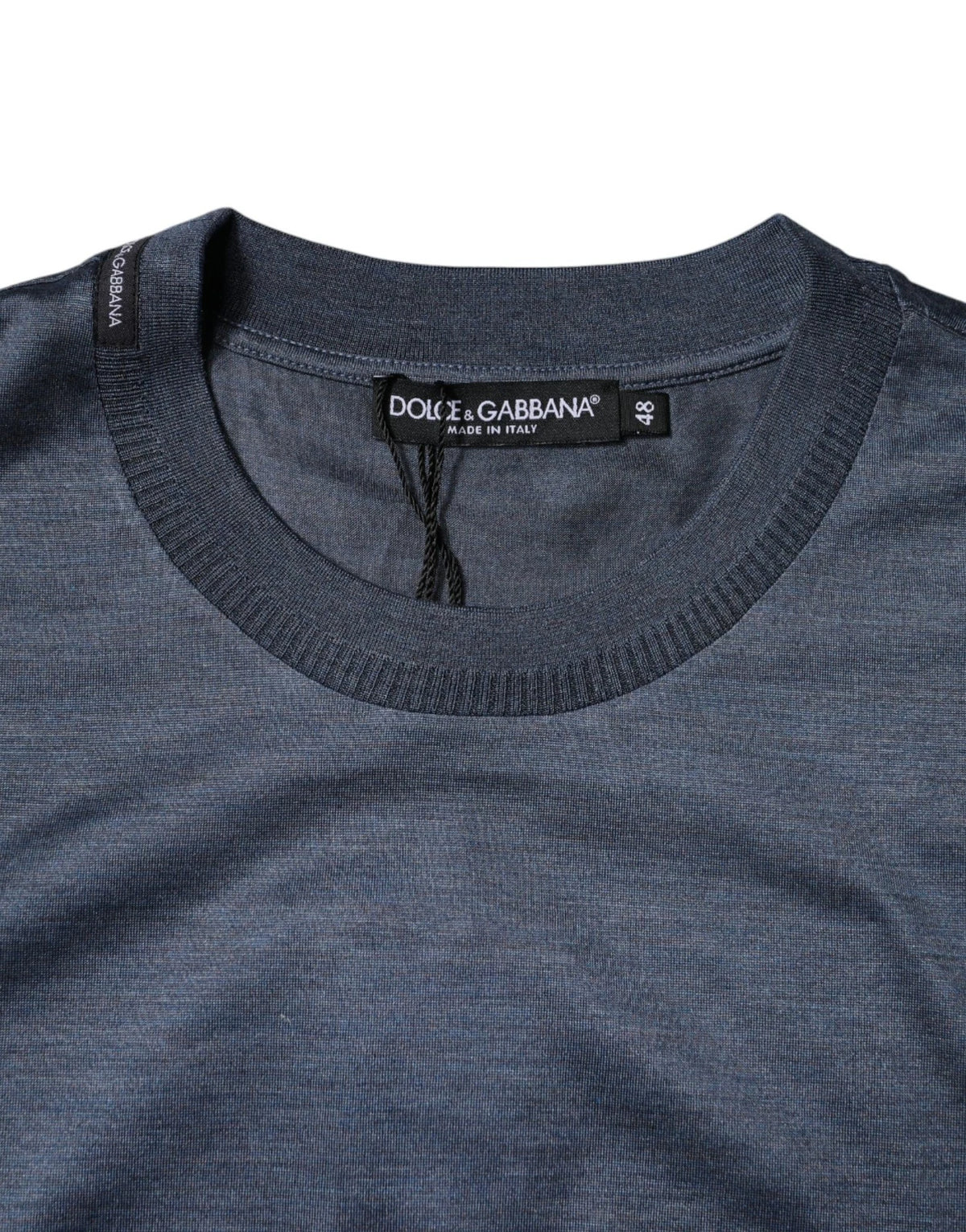 Dolce & Gabbana Men's Regular Fit Short-Sleeve Crew Neck Silk T-Shirt - Blue