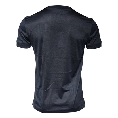 Dolce & Gabbana Men's Regular Fit Short-Sleeve Crew Neck Silk T-Shirt - Blue