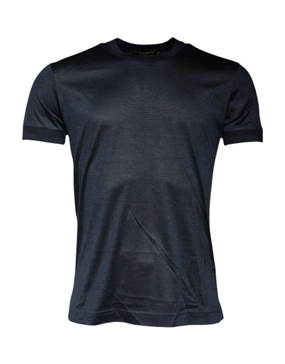 Dolce & Gabbana Men's Regular Fit Short-Sleeve Crew Neck Silk T-Shirt - Blue